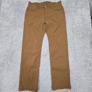 Prana Brion Pants Men 34 (Fits 34x31) Brown Slim‎ Straight Outdoors Hiking READ